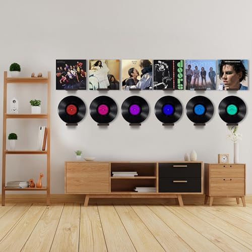 Vinyl Record Shelf Wall Mount,Small Record Holder,Dark Walnut,12Pcs