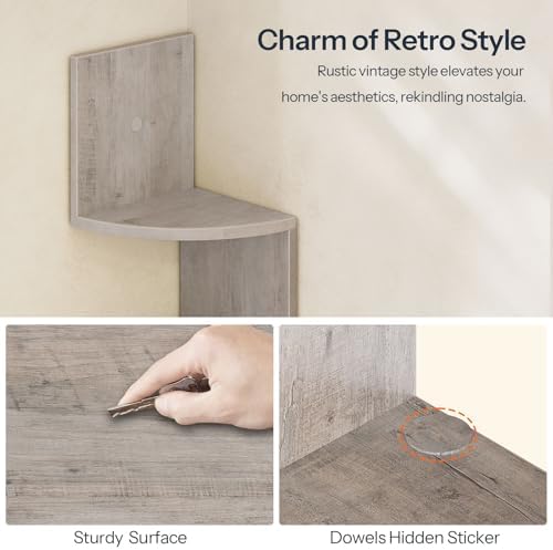 HOOBRO Corner Shelf Wall-Mounted, Set of 2 Floating Corner Shelves for Wall