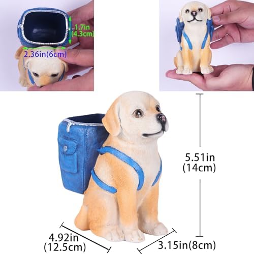Cute Labrador Retriever Pen Holder, Resin Dog Pencil Holder for Desk
