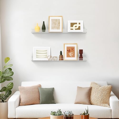 HBlife 24 Inches Floating Shelves Wall Mounted Clear Acrylic Shelves for Figures, 16 Inch Stud Spacing Invisible Floatin