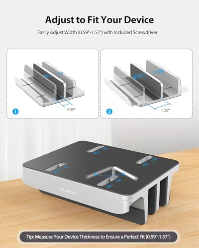 AboveTEK Vertical Laptop Stand, 3 Slots Aluminum Desk Laptop Holder & Laptop Docking Station Stand for MacBook, Tablet, 