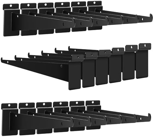 18 Pack Slat Wall Shelf Brackets with Lip, 12" Slatwall Shelf Bracket