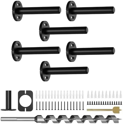 6pcs Wall Shelf Brackets Heavy Duty Floating Shelf Bracket Hidden,Invisible Black Shelving Brackets Decorative Floating 