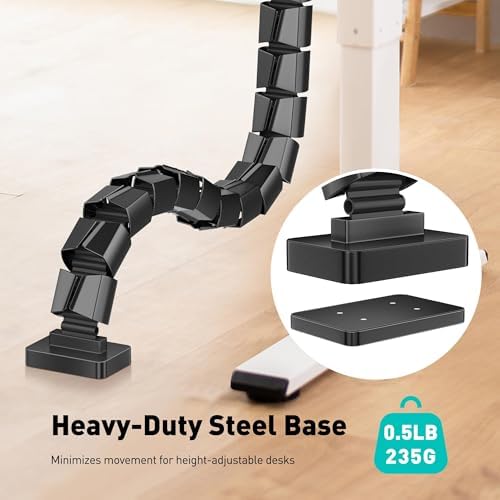 Heavy Duty Screw-in Cable Management Spine, 4-Channel Under Desk Vertebrae Cord Organizer for Wood & Laminate Standing D