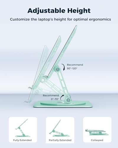Aoviho 360° Rotating Laptop Stand for Desk | Adjustable, Foldable, Portable Aluminum Ergonomic Riser | Compatible with M