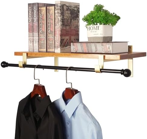 AddGrace Closet Rod Bracket Heavy Duty Shelf Brackets Gold 12 Inch 4 Pack