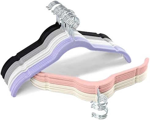 Sishynio Velvet Hangers 30 Pack, Non-Slip Slim Felt Hangers Multicolor