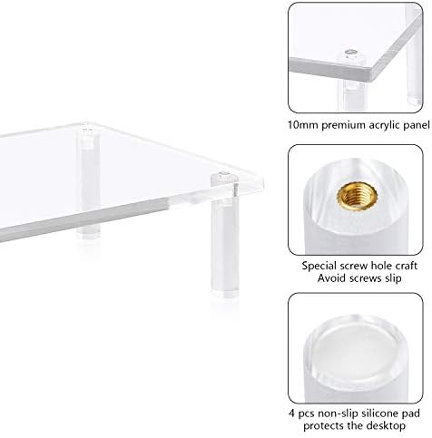 YestBuy 20x7.5 Acrylic Monitor Stand Riser, Clear Computer Stand for Laptop, iMac, Pc, Printer, Desktop Ergonomic,Desk R
