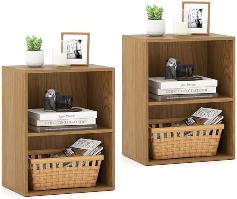 Tangkula 2-Cube Bookcase, Floor Standing Open Bookshelf, 5-Position Adjustable Shelf, Modern Display Shelf, Anti-Topplin