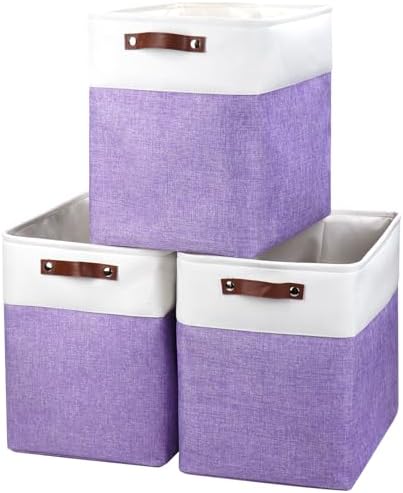 Bagnizer Large Fabric Storage Baskets | 50L Storage Bins, Decorative Linen Closet Baskets with Handles for Organizing, S