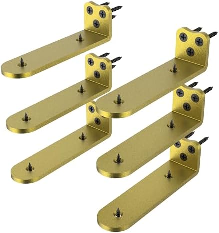 6Inch Gold Heavy Duty Floating Shelf Bracket 6 Pack 3-Hole Mount