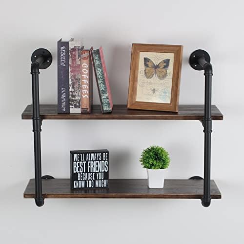MBQQ Industrial Retro Pipe Shelf 30in 2 Tier Wall Mounted,Rustic Floating Shelves,Farmhouse Kitchen Bar Shelving,Home De
