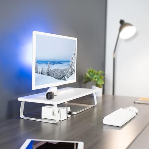 VIVO 24 inch Monitor Stand, Wood & Steel Desktop Riser, Screen, Keyboard, Laptop, Small TV Ergonomic Desk and Tabletop O