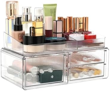 ZHIAI stackable storage drawer, cosmetics storage box, cosmetics and beauty product storage organizer, suitable for make