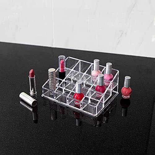 Isaac Jacobs Clear Acrylic 12 Compartment Organizer for Makeup, 3 Rows (x4)