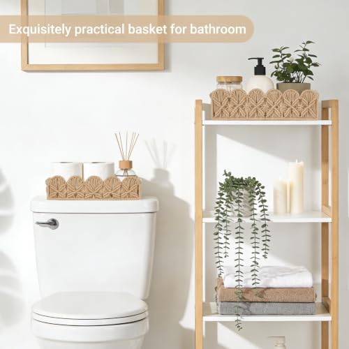 Mkono Macrame Storage Basket, Toilet Paper Holder Boho Decor, 2 Pack Brown
