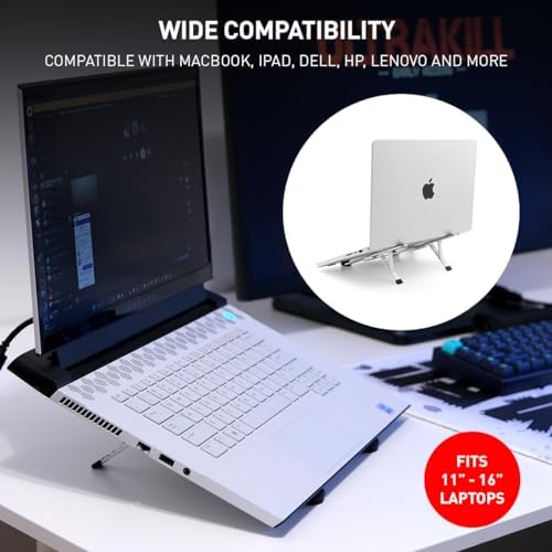 NSMO Laptop Stand – Adjustable Aluminum Portable Laptop Stand with 5-Level Height Settings, Ergonomic Design, Heat Dissi