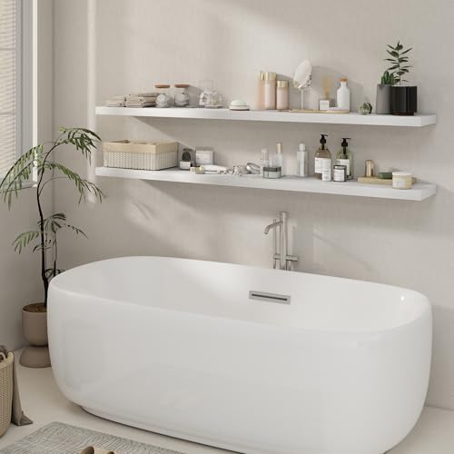 Fun Memories 72 Inch Floating Shelves for Wall, 8 Inch Deep Floating Shelf, Large Shelves with Invisible Bracket for Boo