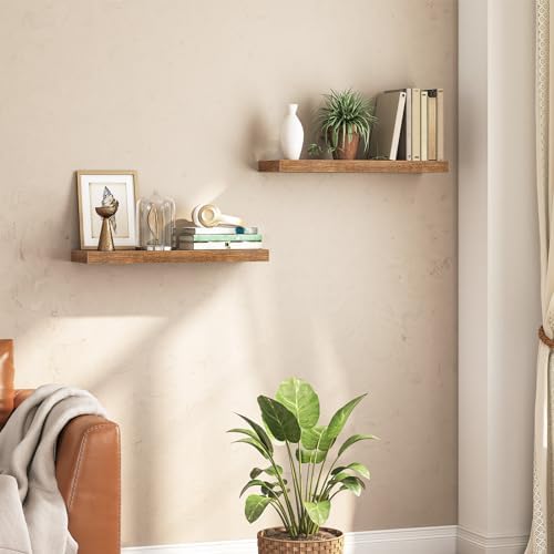 HOOBRO Floating Shelves for Wall, Wall Mounted Shelf Set of 2, 31.5" Hanging Shelf with Invisible Brackets, for Wall Sto