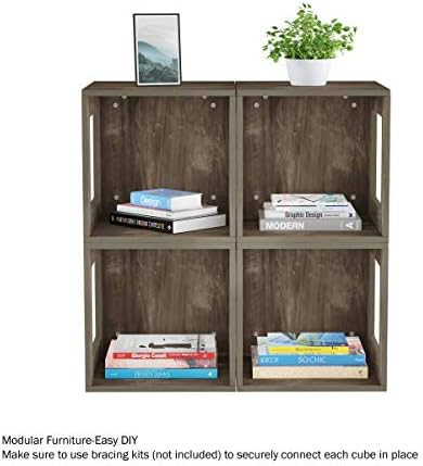 Lavish Home Modern Small Bookcase with Storage – Minimalist Open-Side Modular Shelving Unit, Stackable Accent Bookcase f