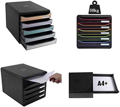Exacompta Big Box Plus - 5 Drawer Desktop Organizer - 100% Recycled Materials- Fits Letter and A4+ Size Paper - Black w/Multicolored Drawers- Dimensions 13 5/8 x 11 x 10 5/8 - Made in Europe