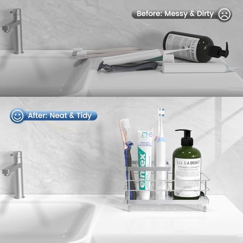 Luxspire Toothbrush Holders for Bathroom, Stainless Steel, 6 Slots, Silver