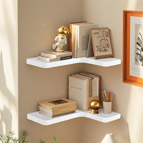 Floating Corner Shelves Set of 3, Solid Wood Picture Wall Shelf, Floating Shelves for Storage for Bedroom Kitchen Bathro