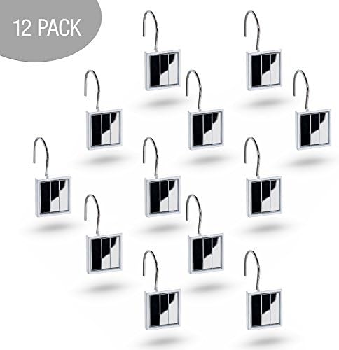 Creative Scents Quilted Mirror Shower Curtain Hooks Decorative | Set of 12