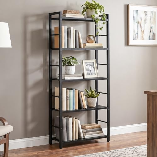 HOOBRO 5-Tier Bookshelf, Standing Tall Bookcase, Vertical Storage Shelf