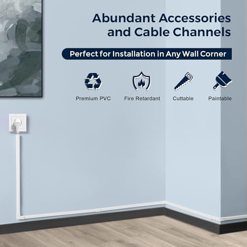 340in Cord Covers for Wires on Wall, One-Cord Wire Covers for Cords, Small White Cord Hider Wall, LZEOY Cable Raceway Wi