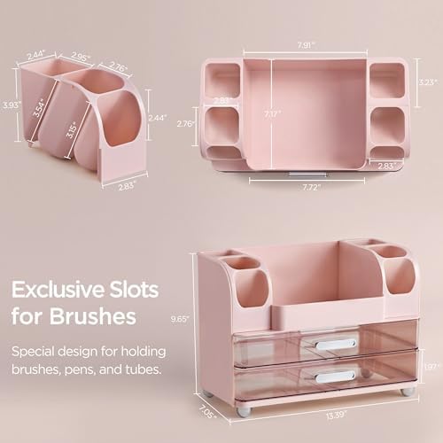 HBlife Makeup Organizer for Vanity with Brush Holder, Large Bathroom Countertop Cosmetic Organizer Skin Care Storage, Ea