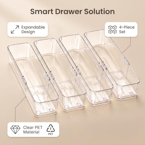 4-Pack Expandable Utensil Drawer Organizer