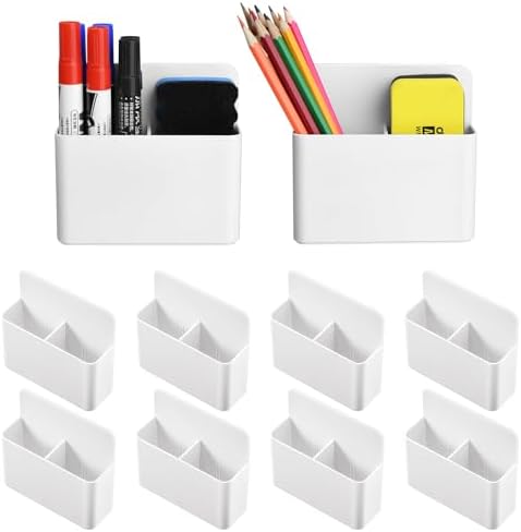 Mabrasse 10p Magnetic Dry Erase Marker Holder,Pen and Eraser Holder for Whiteboard, Magnet Pencil Cup Utility Storage Organizer for Office, Refrigerator, Locker and Metal Cabinets (10 Pack)