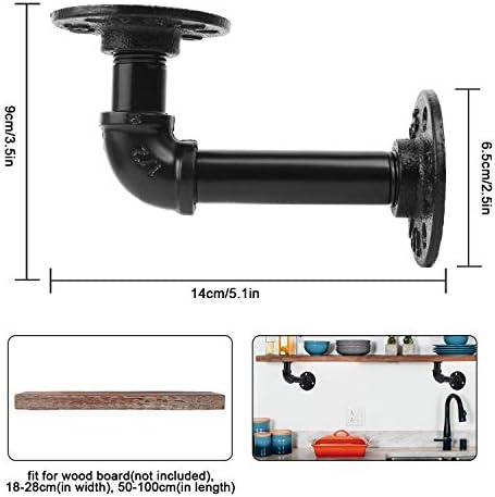 Pipe Shelf Brackets Set of 6 EQUASON Industrial Iron Shelf Brackets Pipe Shelving Brackets for Custom Floating Shelves D