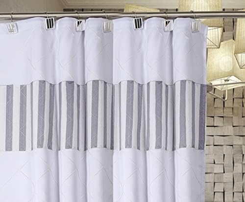 Creative Scents Quilted Mirror Shower Curtain Hooks Decorative | Set of 12