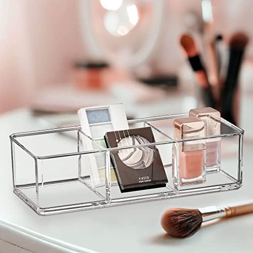Amazing Abby - Glamour - Acrylic 3-Compartment Makeup Organizer, Transparent Plastic Lipstick Holder, Perfect Bathroom V