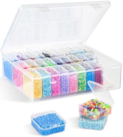 Bead Organizer Box, 31 Pcs Small Clear Bead Organizers and Storage, Mini Diamond Storage Containers Boxes with Hinged Li