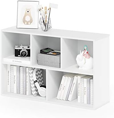 Furinno LUDER Book Shelf, 5-Cube Bookshelf, Reversible Bookcase, 9.4 x 19.5 x 31.5, Easy Assembly, for Living Room, Bedr