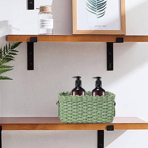 Woven Paper Rope Wicker Basket for Organizing(Set of 3,Green)