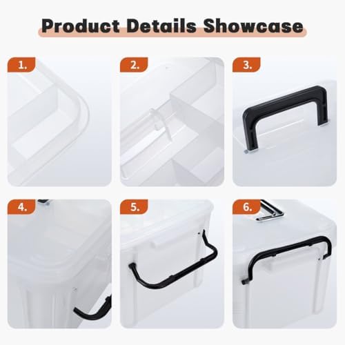 Set of 2 Medicine Organizer - Plastic Storage Box with Handle White
