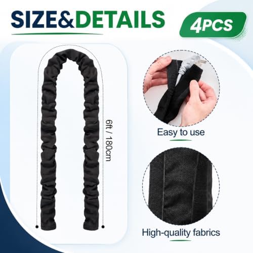 4 Pcs 6 Feet Linen Fabric Cord Cover, Decorative Cable Sleeve