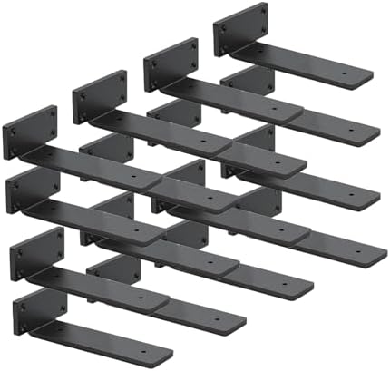 16 Pack Shelf Brackets 10 Inch Floating Shelf Bracket 1/5 inch Thick Heavy Duty Hidden Shelf Brackets Iron Metal Bracket
