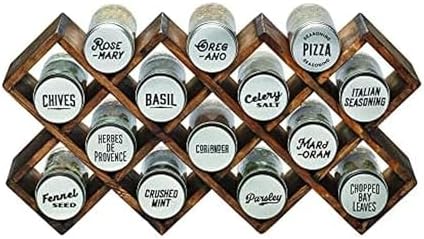 Kamenstein 10 Jar Criss-Cross 2-in-1 Spice Organizer for Countertop or Wall with Spices Included, FREE Spice Refills for