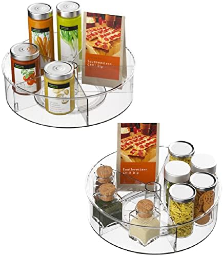 Lazy Susan Turntable Spice Rack Organizer, Food Storage Container Rotating Condiments Spinning Organizer for Kitchen Cab