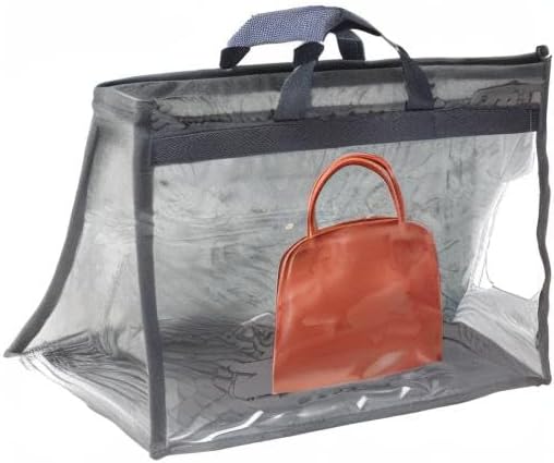 PATIKIL Handbag Dust Bags, 2 Pack Clear Purse Storage Organizer M Size PVC Dustproof Handbag Cover Transparent Purse Protector, Gray