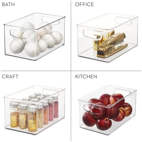 iDesign Clear Plastic Nesting Storage Bins, Set of 4