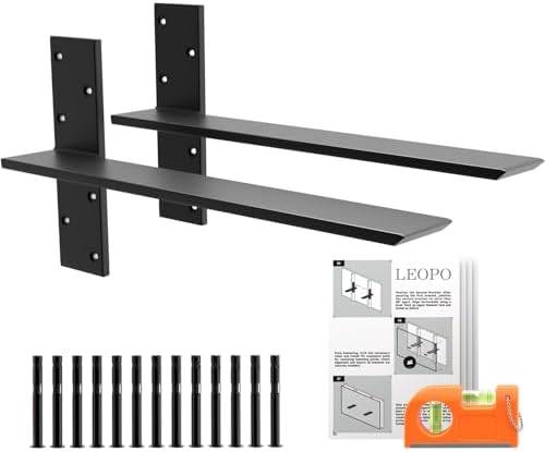 LEOPO 3/8" Thick Free Hanging T Shelf Bracket(2-Pack), 22" L x 2.5" W