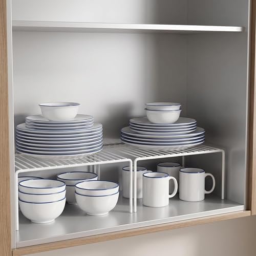 iPEGTOP Set of 2 Kitchen Cabinet Shelf Organizer, Medium (13 x 9.4 Inch) Bathroom Cabinet Organization Wire Shelf Rack, 