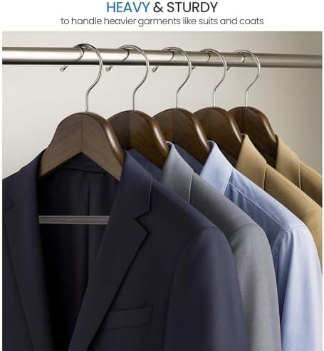 Wide Shoulder Wooden Hangers 6 Pack, Premium Wood Suit Hangers for Coats,Suits, Jackets & Pants