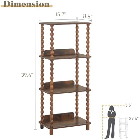 Fultyle Book Shelf, 4-Tier Bookshelf with Storage, Small Bookcase Display Shelves for Small Spaces, Bedroom, Living Room
